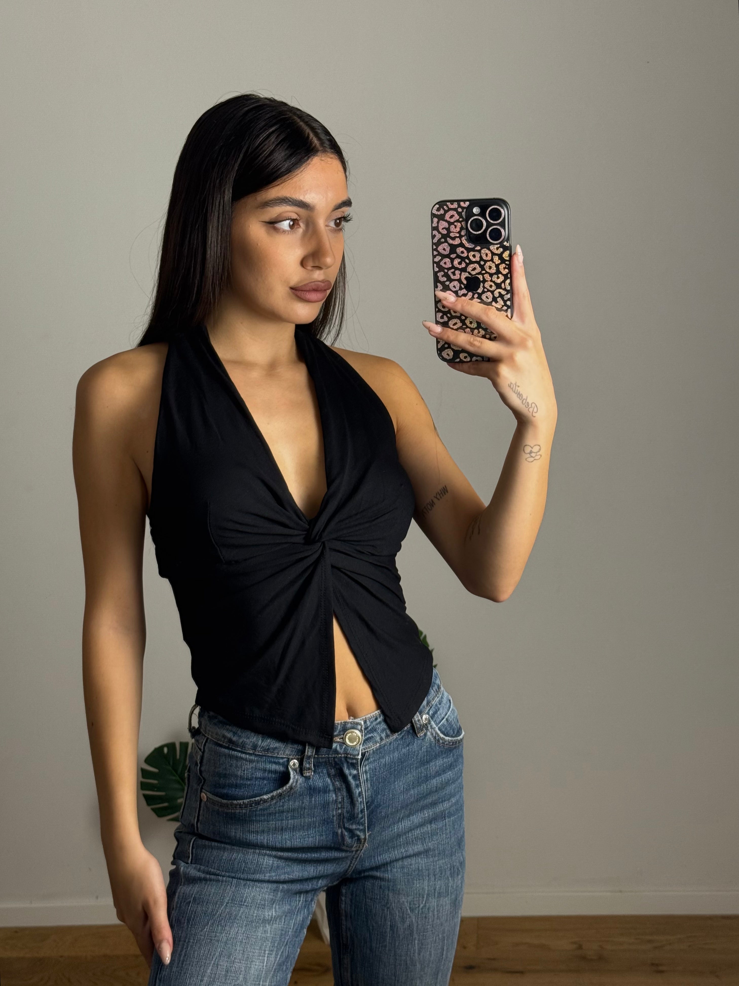 TOP COQUETA NEGRO